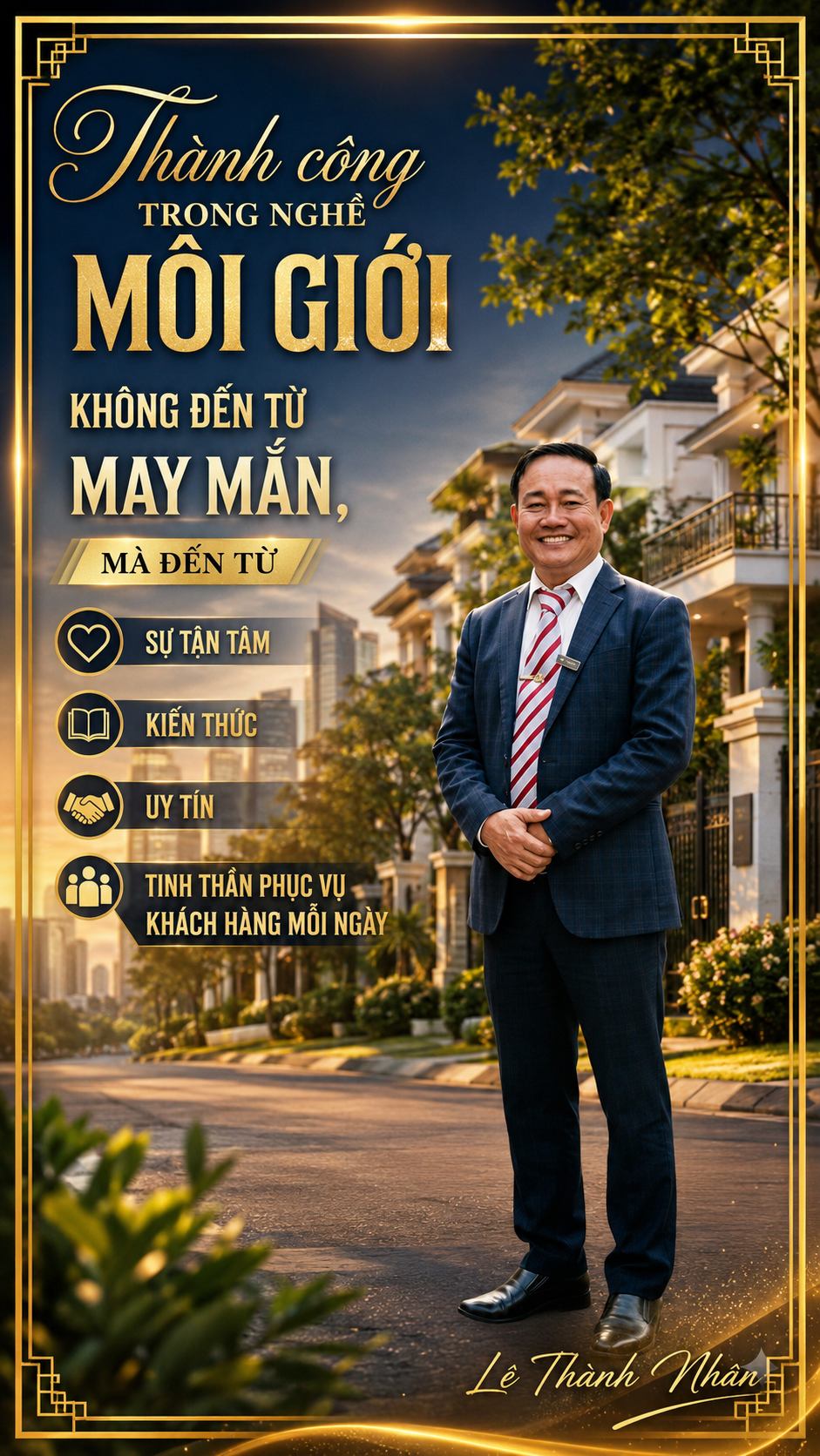 Thành công trong nghề Môi giới không đến từ may mắn, mà đến từ sự tận tâm, kiến thức, uy tín